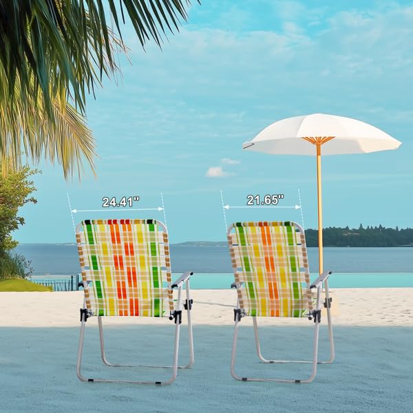 Folding Lawn Chair Set of 2 Yellow H9487