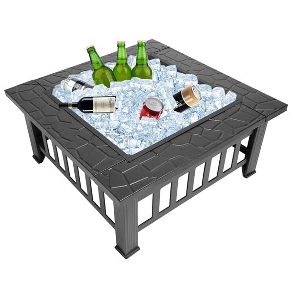 32 Inch Wood Burning Metal Fire Pit with Spark Screen and Poker I91520