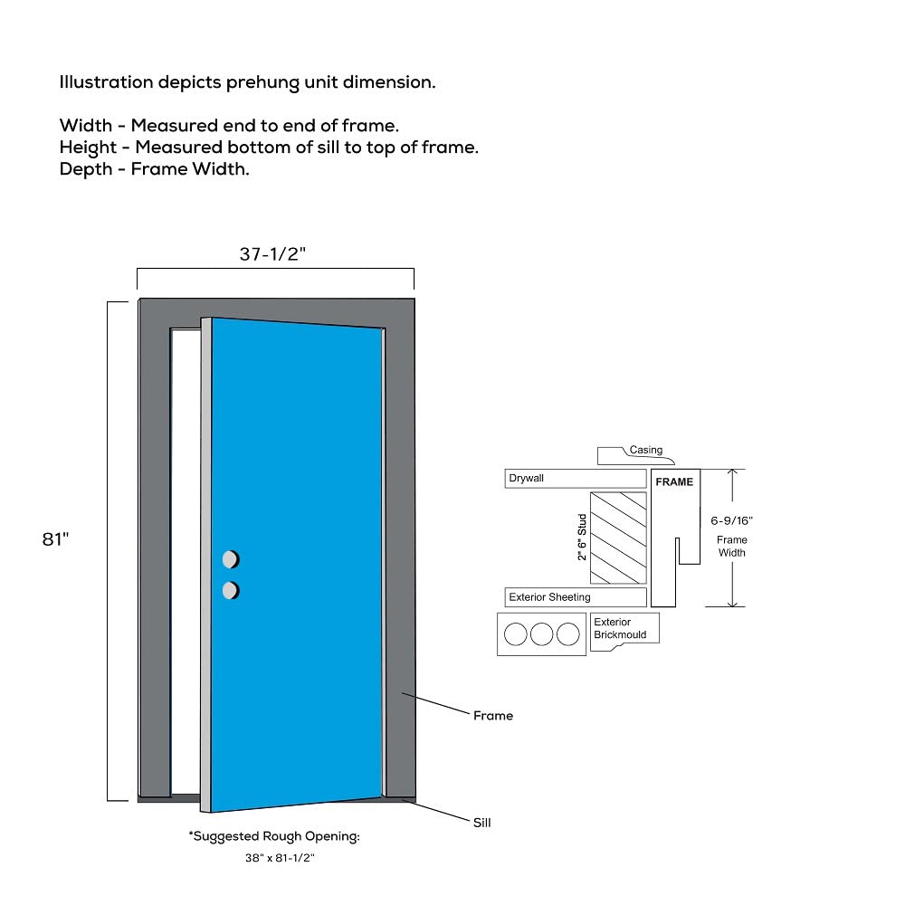 Primed Left Hand Outswing Prehung Door 36"x80" C163963