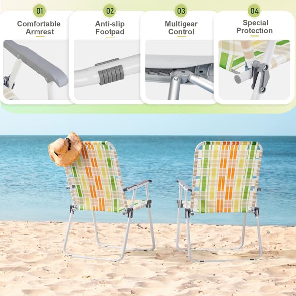 Folding Lawn Chair Set of 2 Yellow H9487