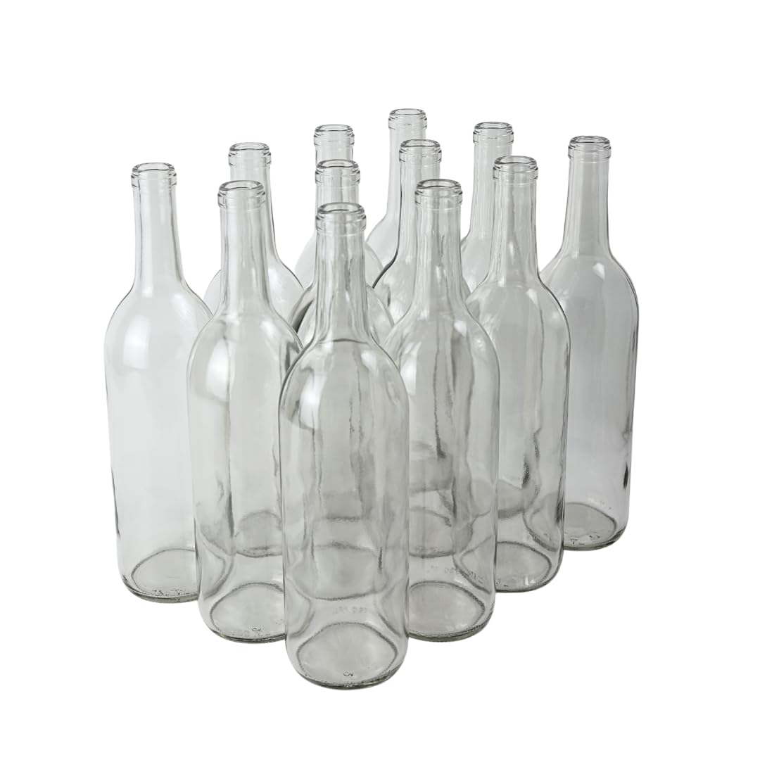 750ml Clear Glass Wine Bottles 12-Bottle Case O1293