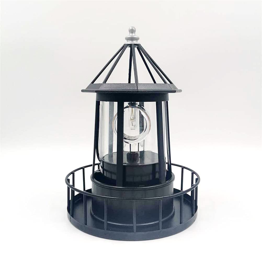 Solar Powered Rotating Lighthouse Light Black M3809