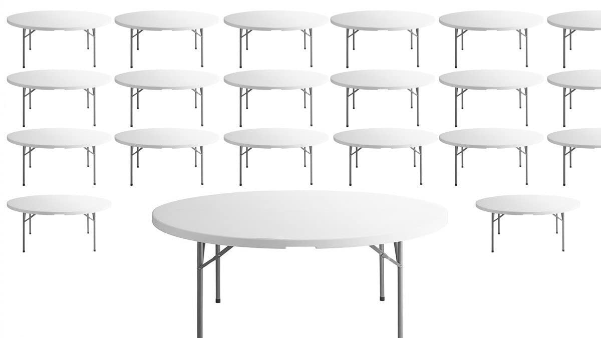 White 6-ft Plastic Folding Round Table R608873