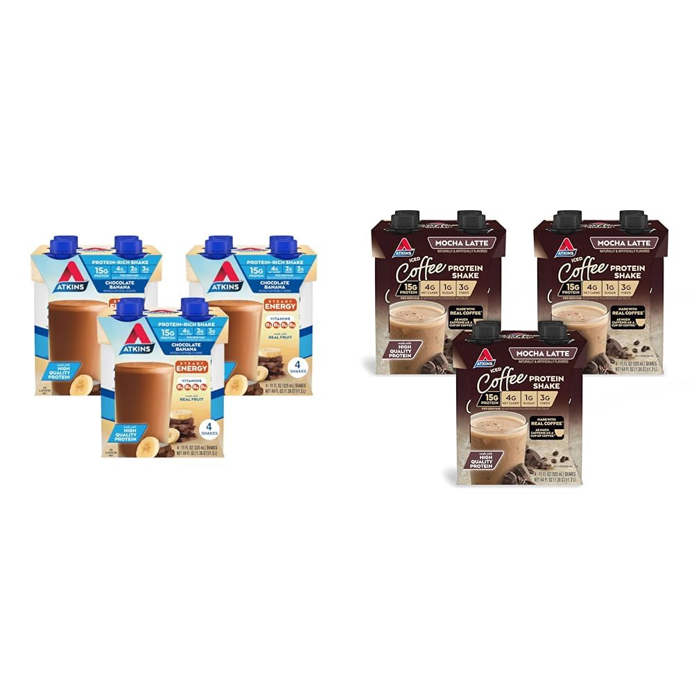 Chocolate Banana & Mocha Latte Protein Shake, 15g Protein, Keto Friendly O5740