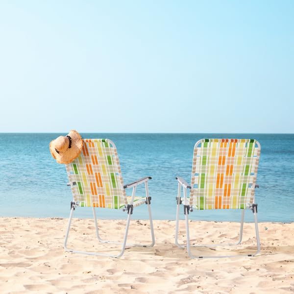 Folding Lawn Chair Set of 2 Yellow H9487