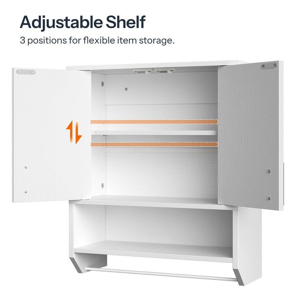 White Fluted Bathroom Wall Cabinet with Towel Rack M431079