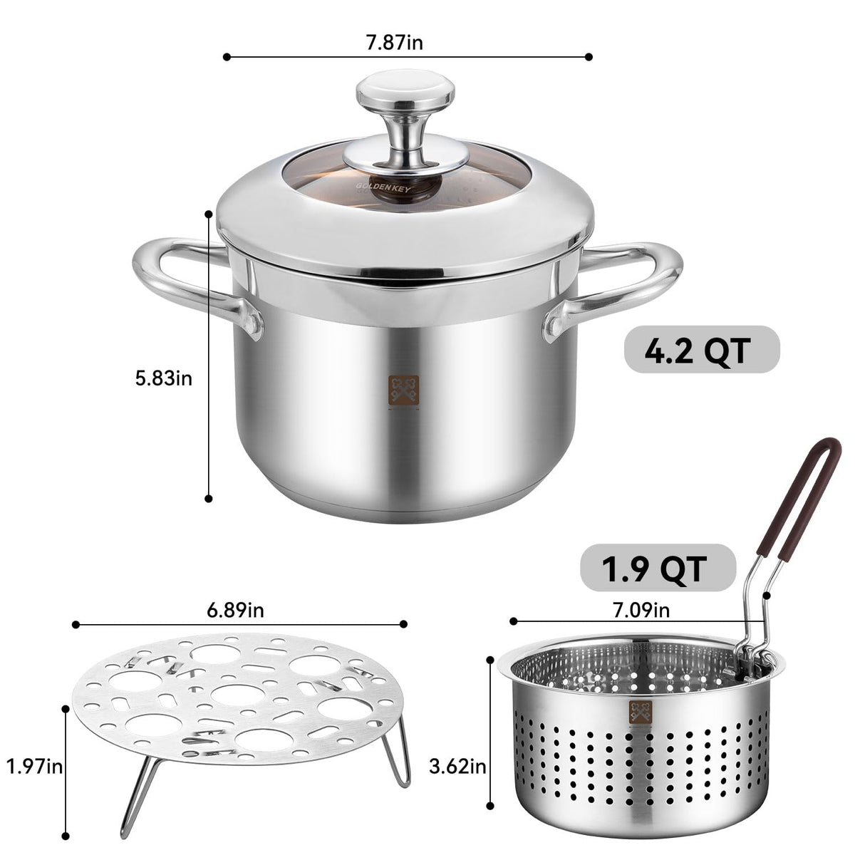 4.0L Deep Fryer Pot with Basket and Lid G273