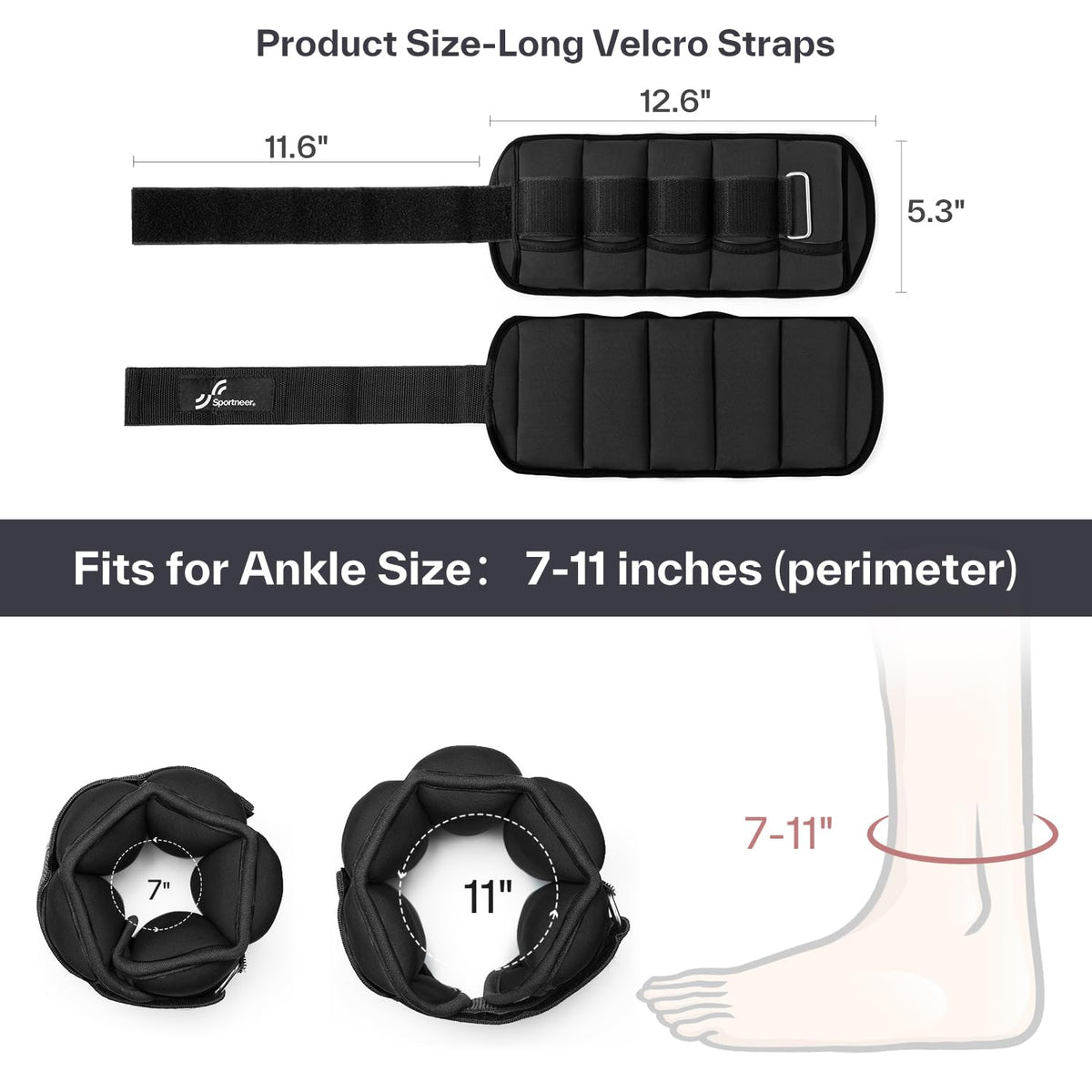Adjustable Ankle Weights 2-7 lb per Pair W328