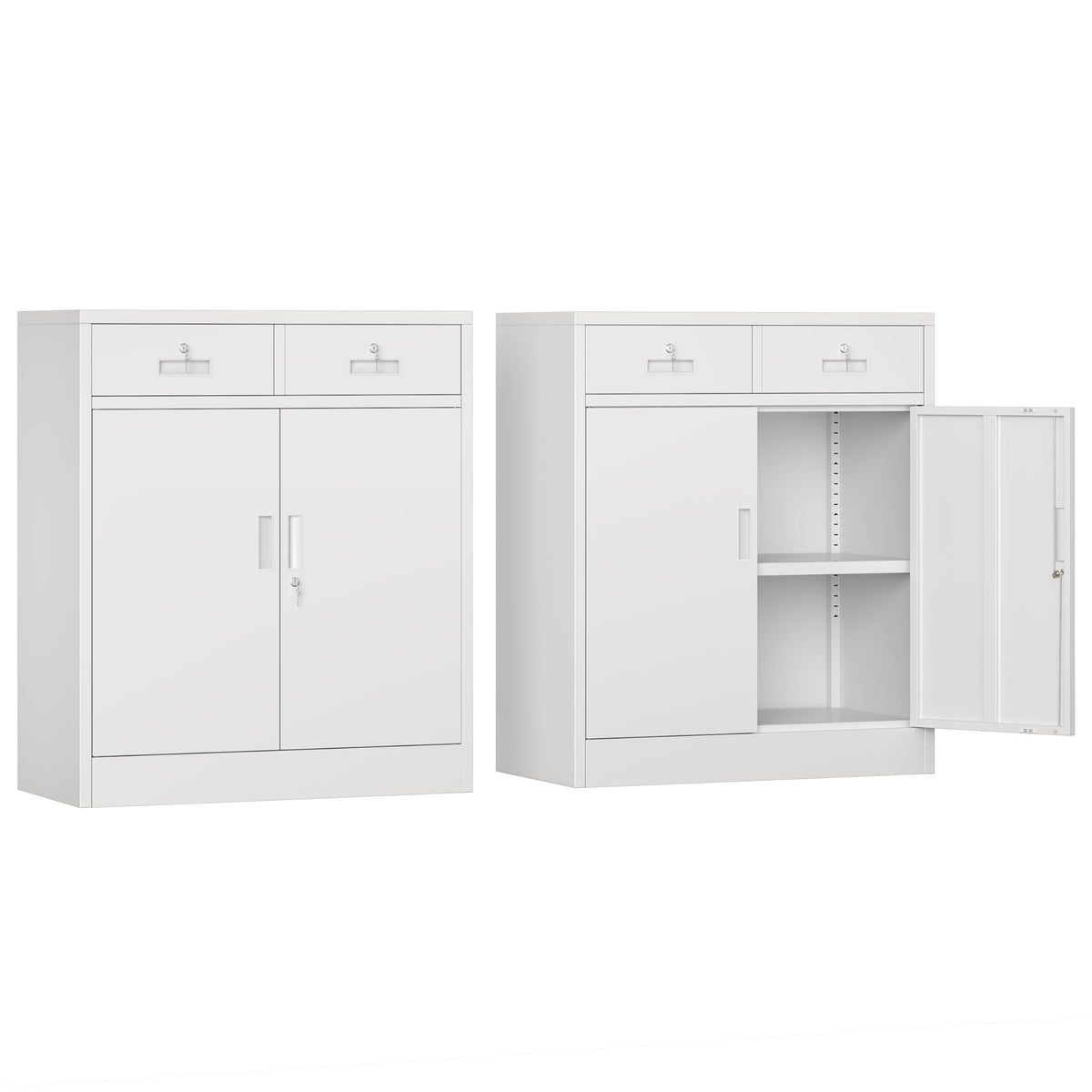 White Metal Storage Cabinet with 2 Drawers Y267826
