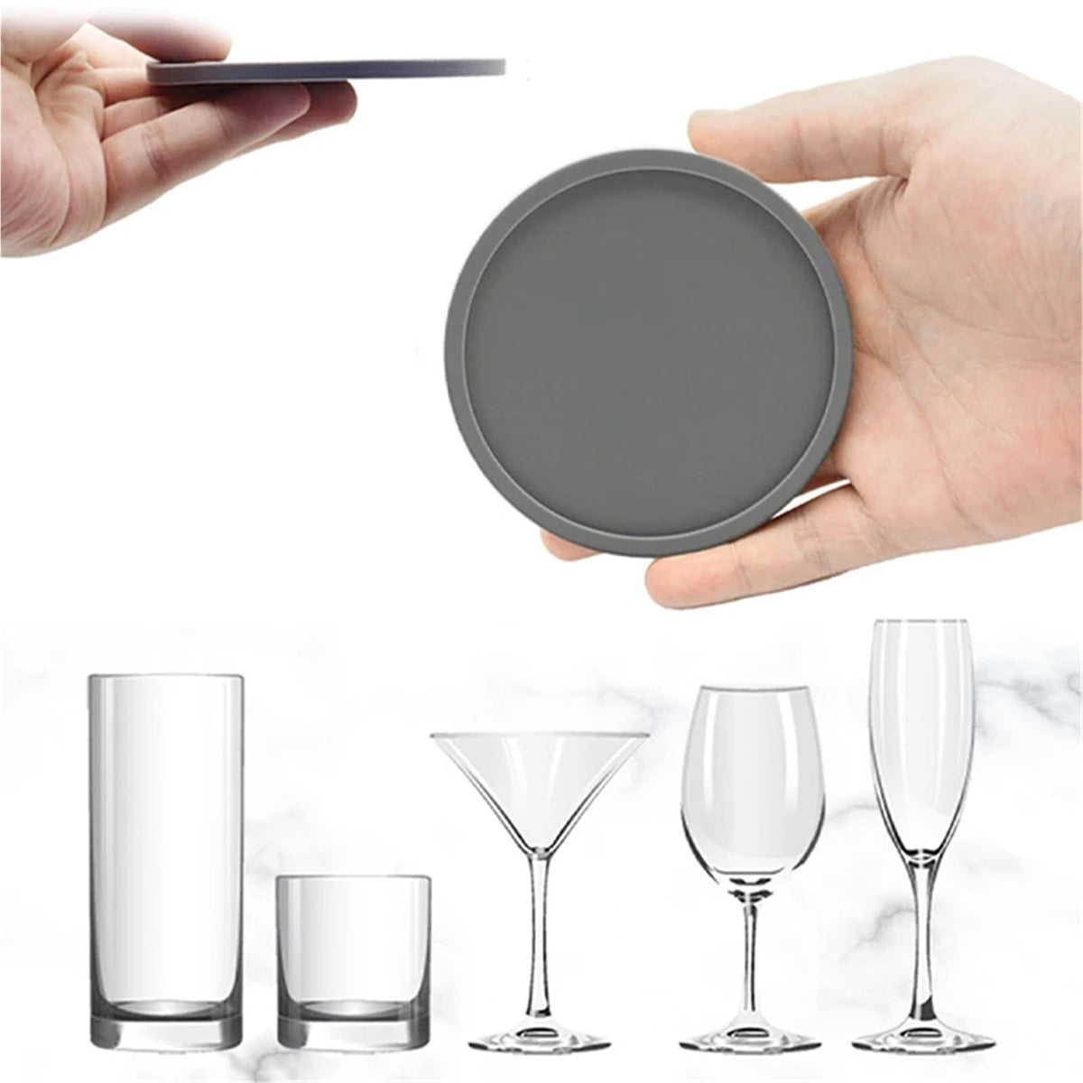 32 Pc Black Silicone Coasters V3330