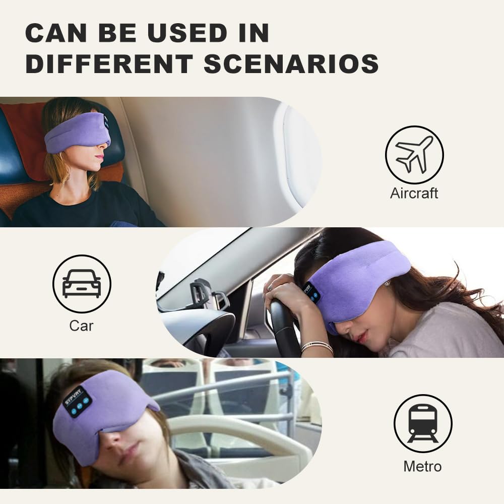 Bluetooth Sleep Mask Wireless Headphones Purple T557