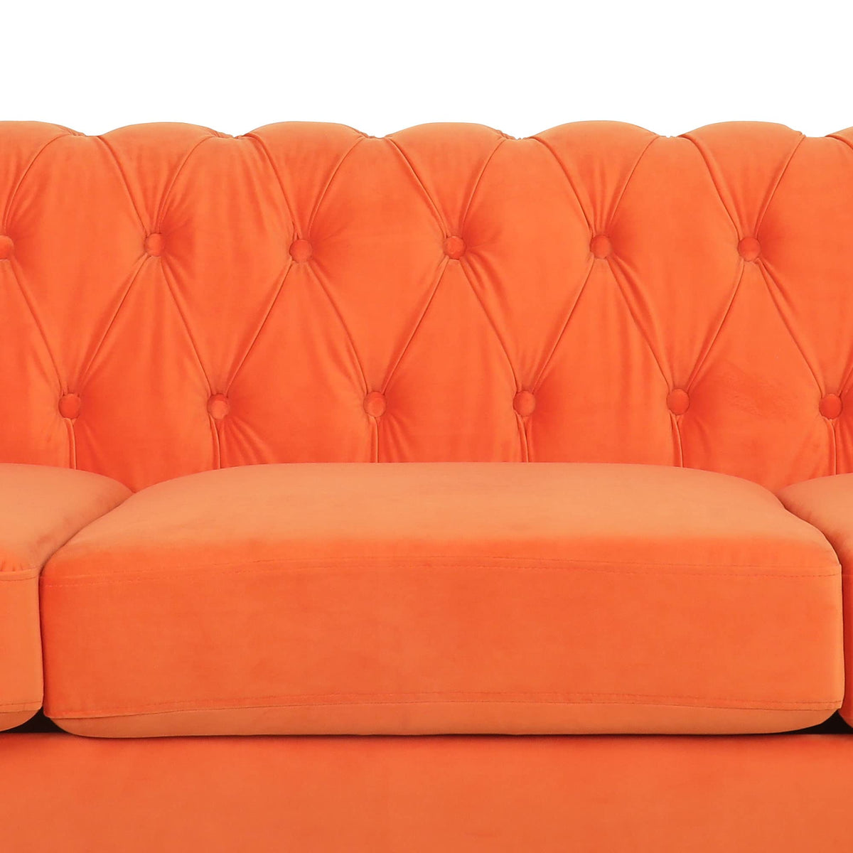 Orange Velvet 3 Seater Sofa D425