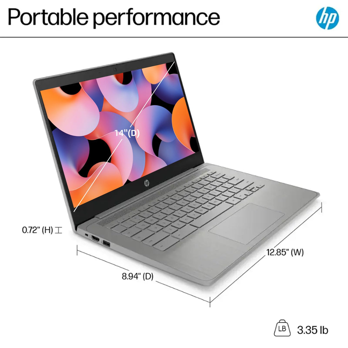 14 Laptop, Intel Celeron N4500, 4GB RAM, 192GB Storage, 14'' HD Display, Chrome OS, Grey O44811