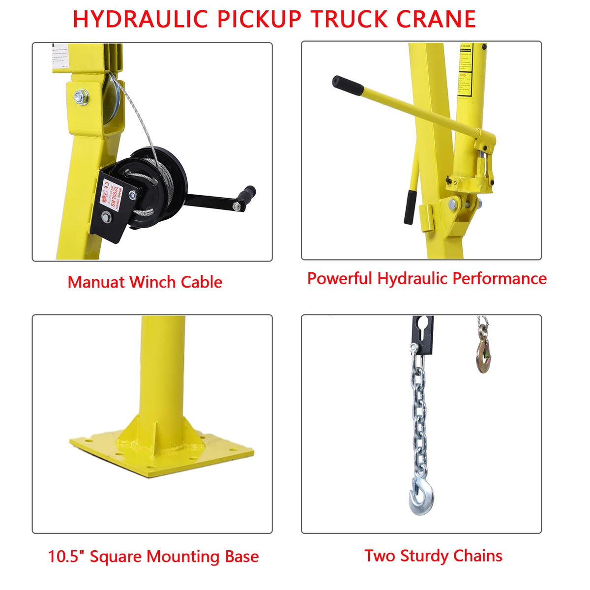 2000 lb Hydraulic Pickup Truck Crane with Hand Winch P449618