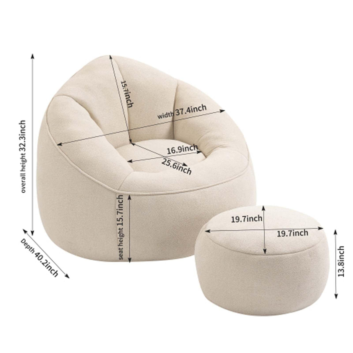 Microfiber Memory Foam Bean Bag Chair with Ottoman X20242