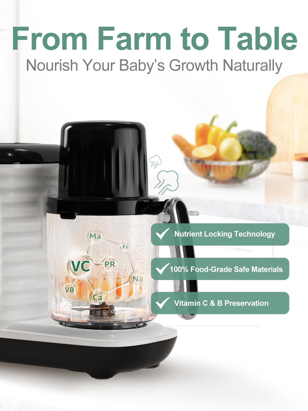 Baby Food Maker with Dual-Layer Steam Basket E8530