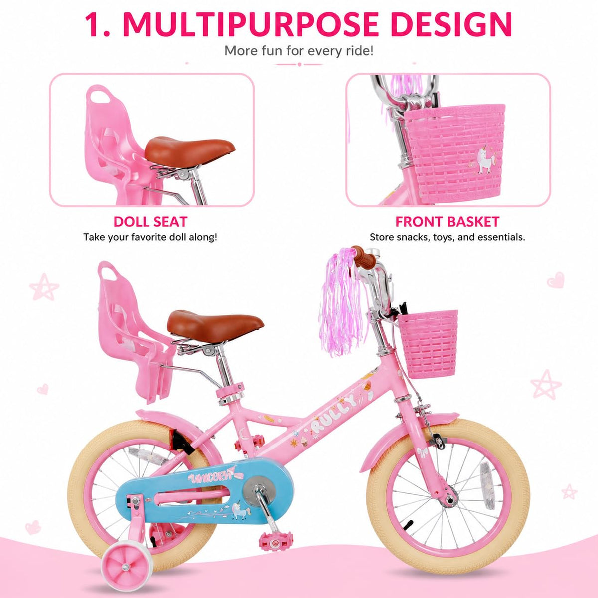 Kids Bike with Training Wheels & Basket C553
