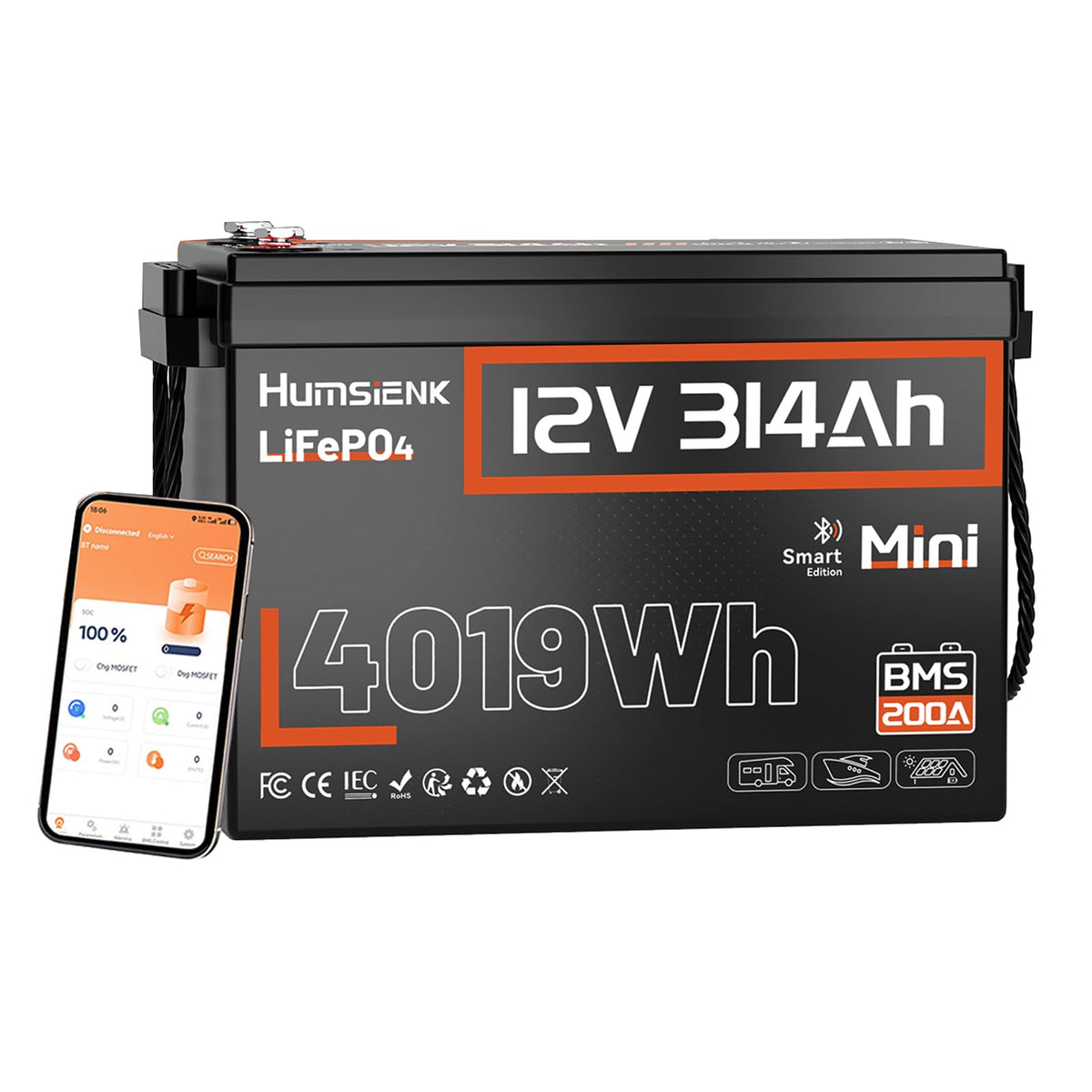 12V 300Ah LiFePO4 Lithium Battery with Bluetooth Q33642