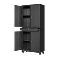 Black Metal Rolling Storage Cabinet with Locking Doors and 1 Drawer O29051