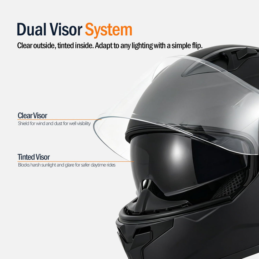 Full Face Flip Up Matte Black Motorcycle Helmet Q6197