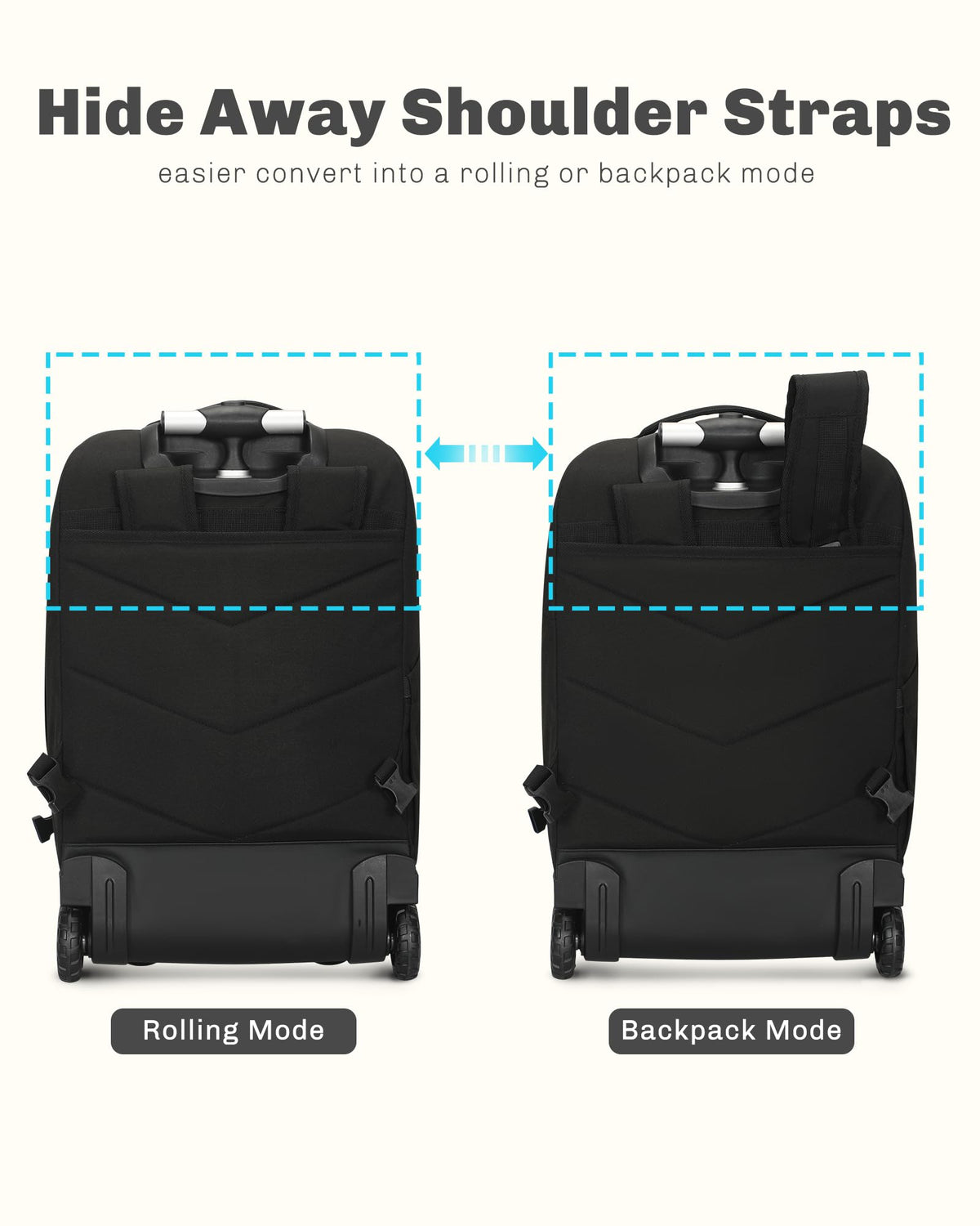 Rolling Backpack with Wheels 43L with Packing Cubes Set 6PC N92672