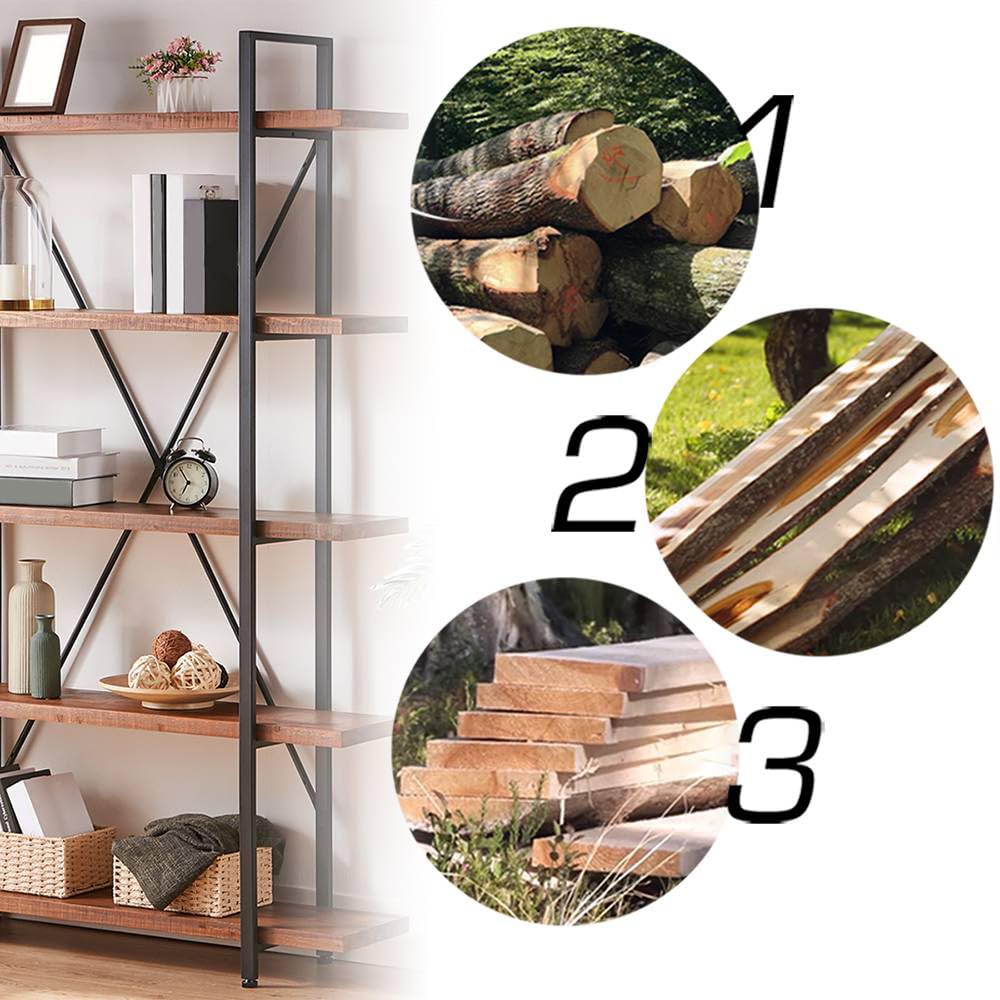 5 Tier Solid Wood Bookshelf P882708