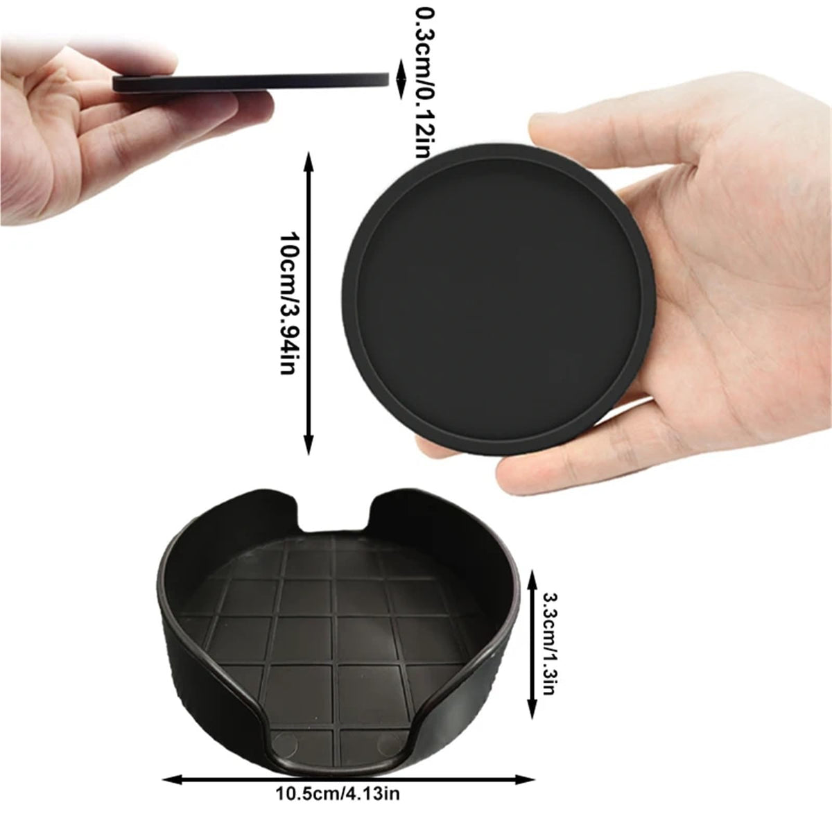 32 Pc Black Silicone Coasters V3330