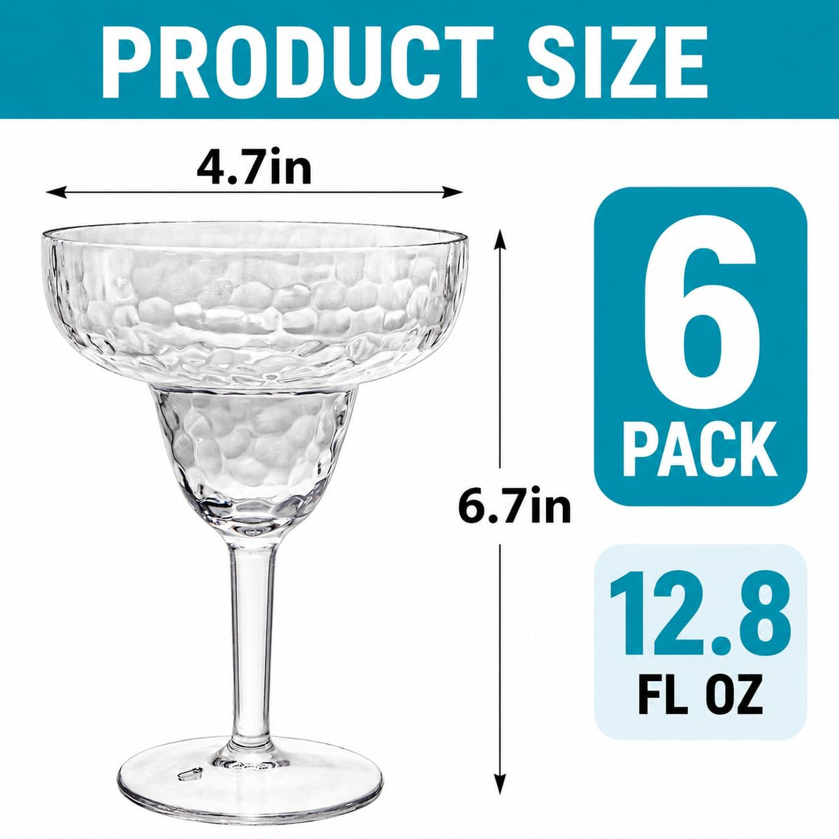 6 Pack 13 OZ Acrylic Stemmed Glasses F8435