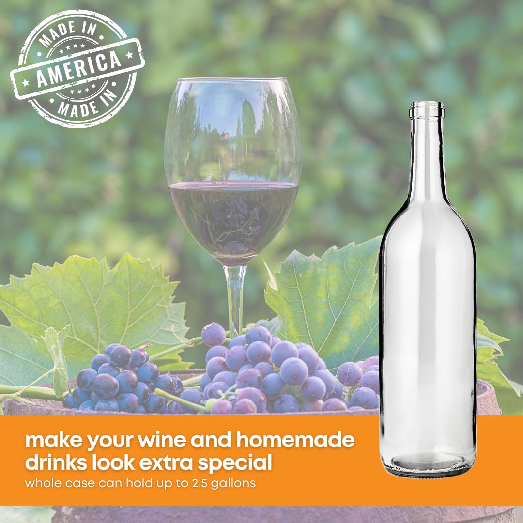750ml Clear Glass Wine Bottles 12-Bottle Case O1293