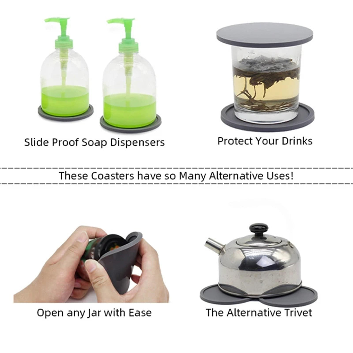 32 Pc Black Silicone Coasters V3330