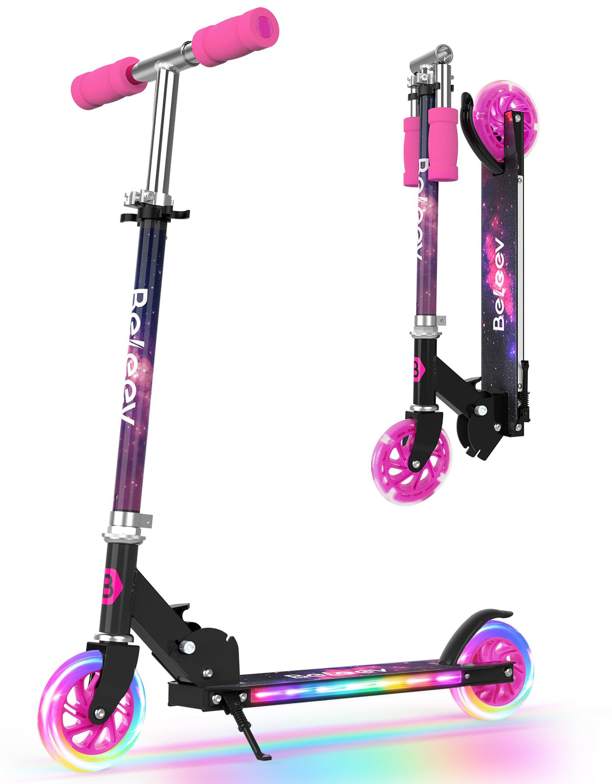 2 Wheel Folding Kick Scooter with Light Up Wheels N104897
