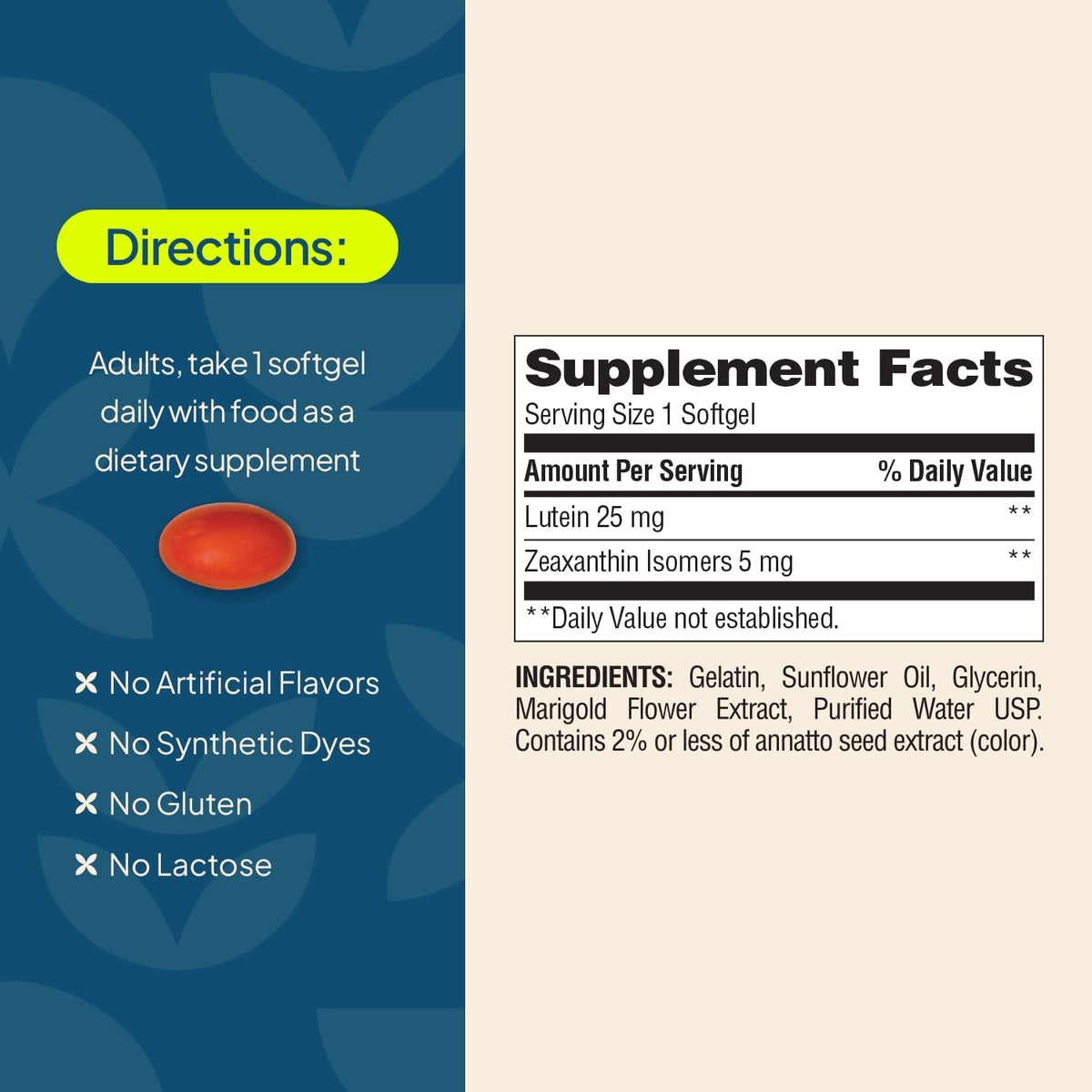 Lutein 25mg & Zeaxanthin 5mg 90 Softgels I46077