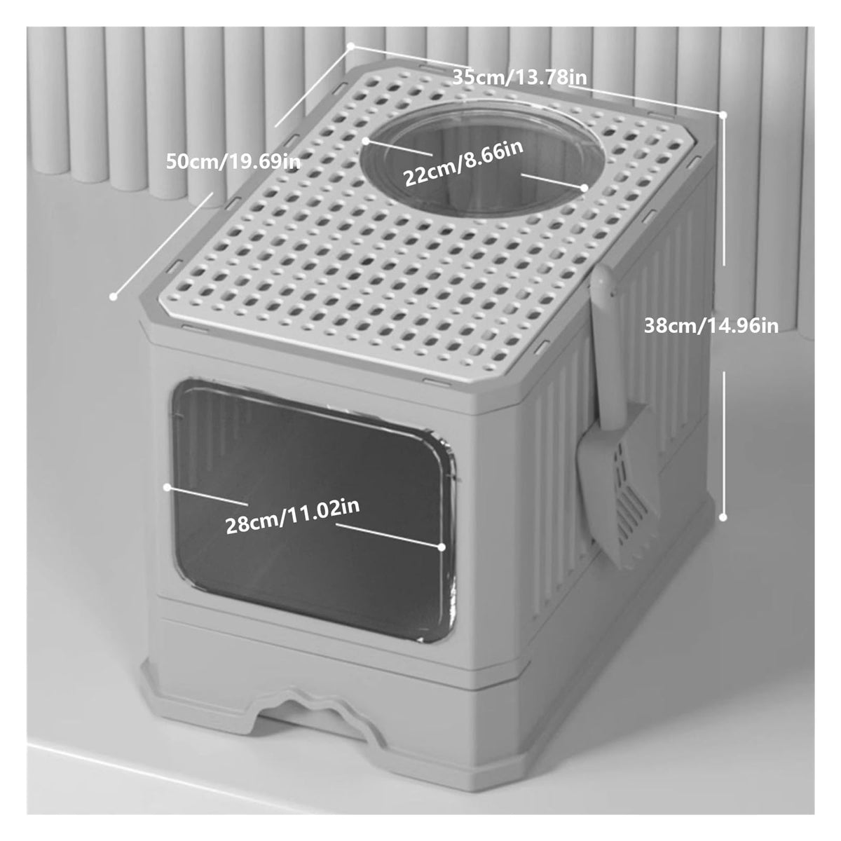 Foldable Cat Litter Box with Lid and Shovel O74371