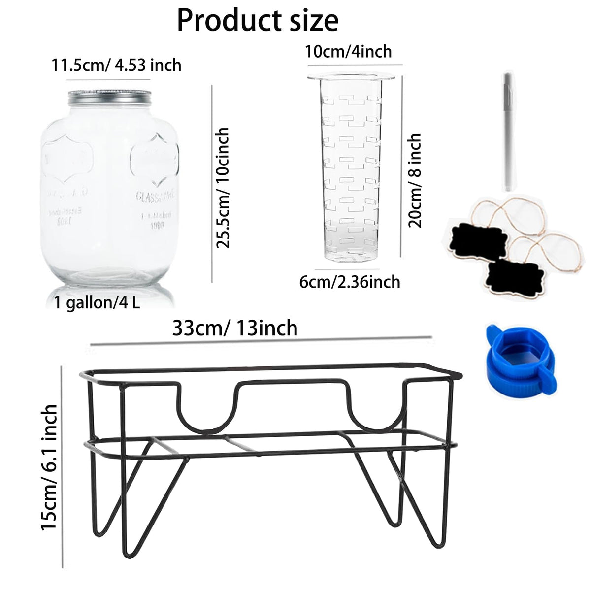 1 Gallon Glass Drink Dispenser with Stand 2 Pack W31007