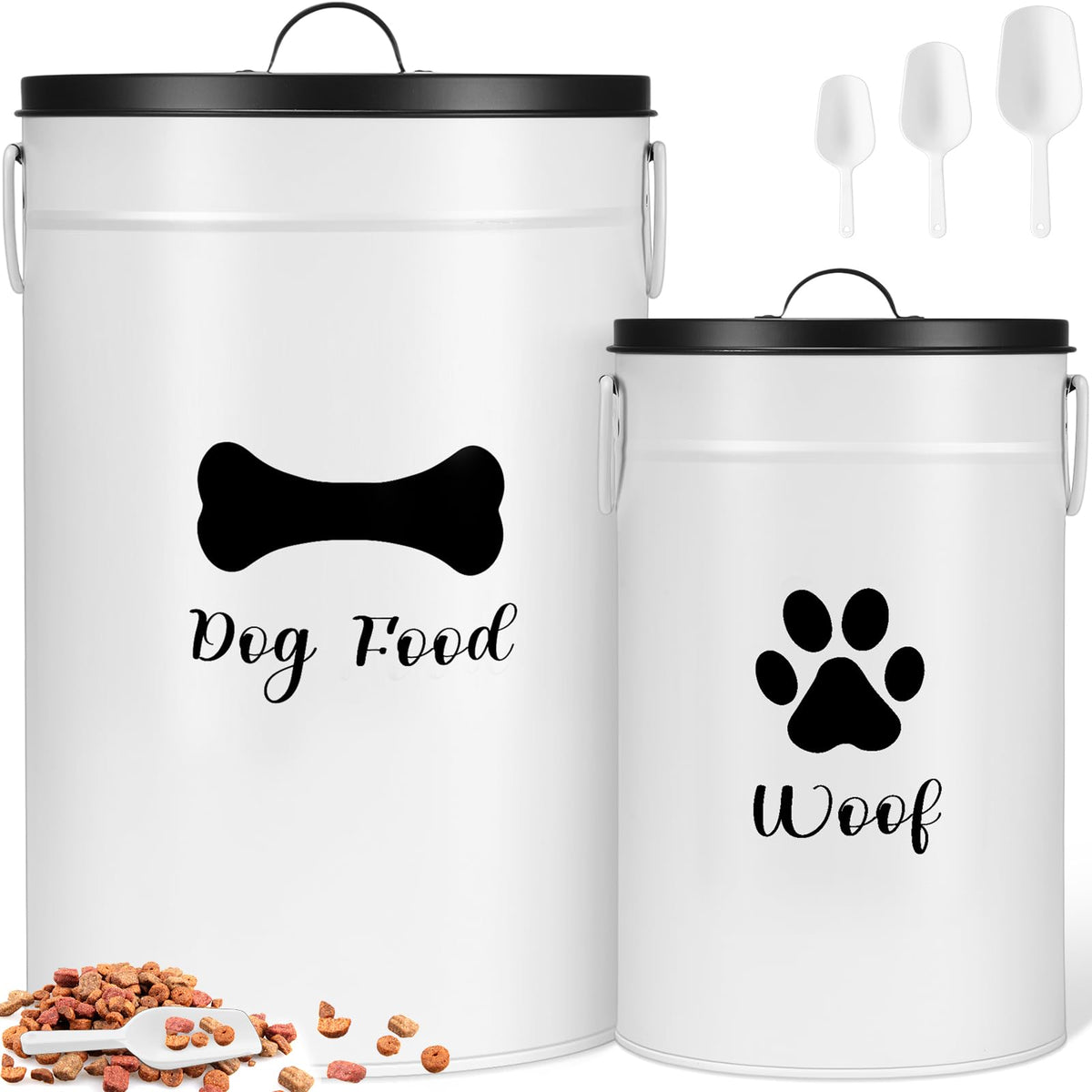 White Metal Dog Food Storage Containers S6113