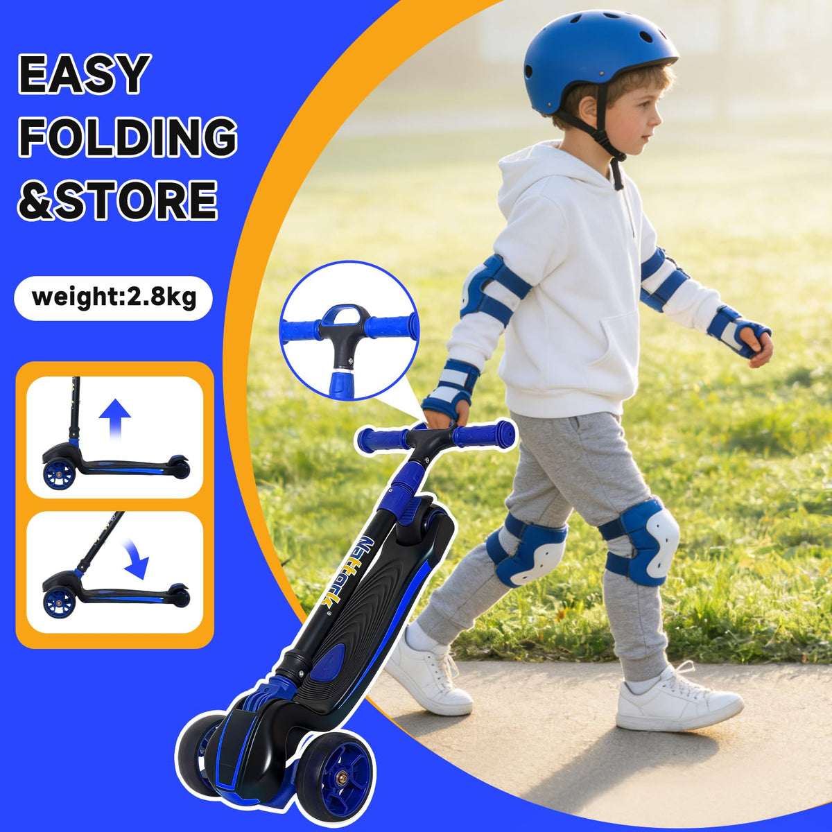 Kids 3-Wheel Foldable Kick Scooter V378227