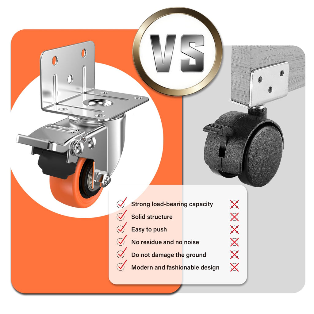 2" L-Shaped Swivel Caster Wheels Set of 4 O39637