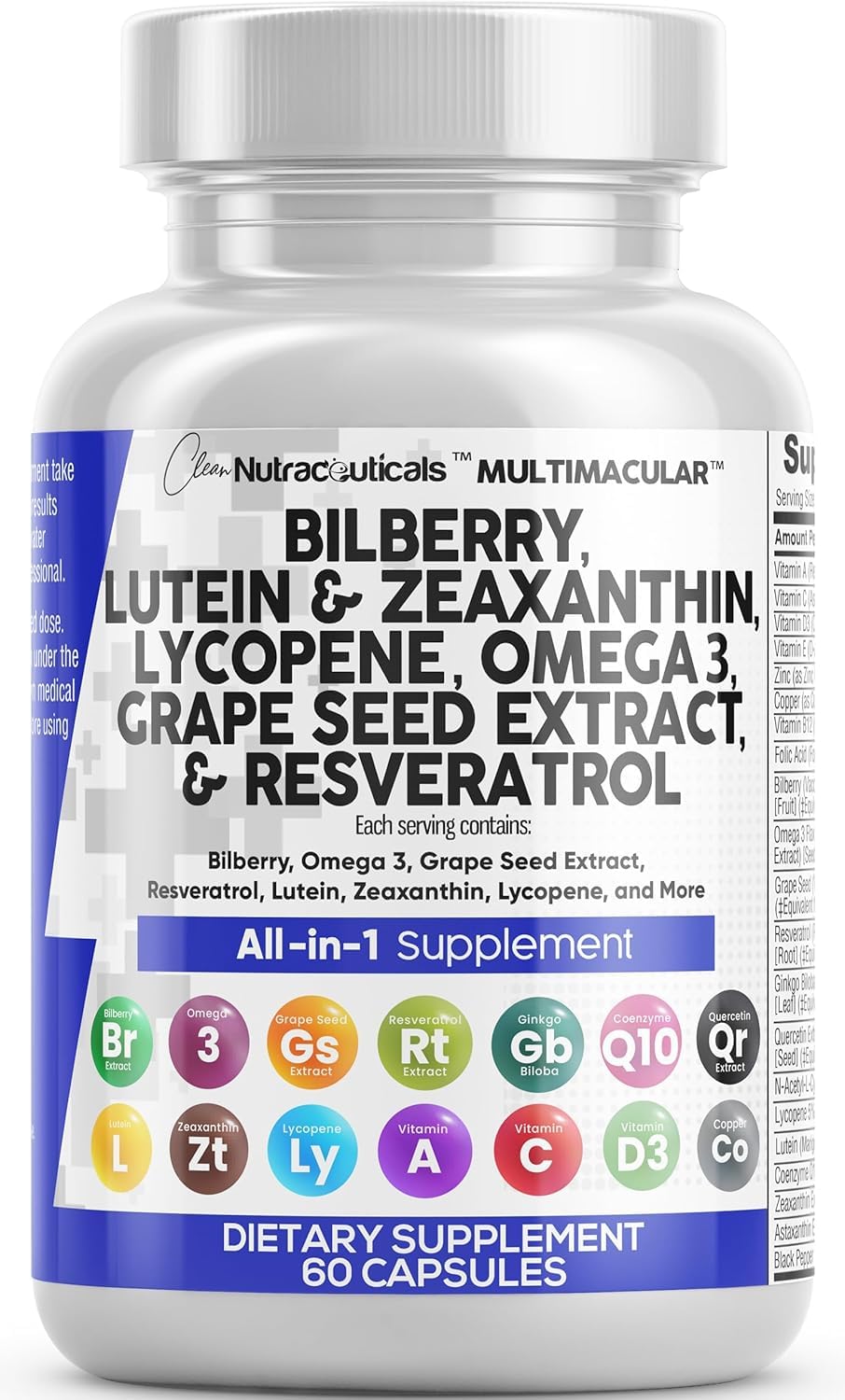 Eye Vitamins with Bilberry Lutein Zeaxanthin Supplement Y15309