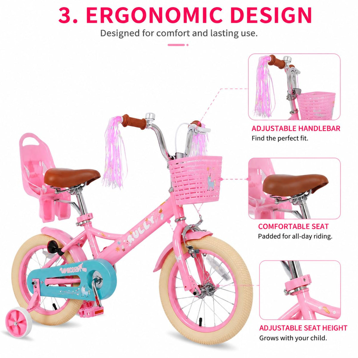 Kids Bike with Training Wheels & Basket C553