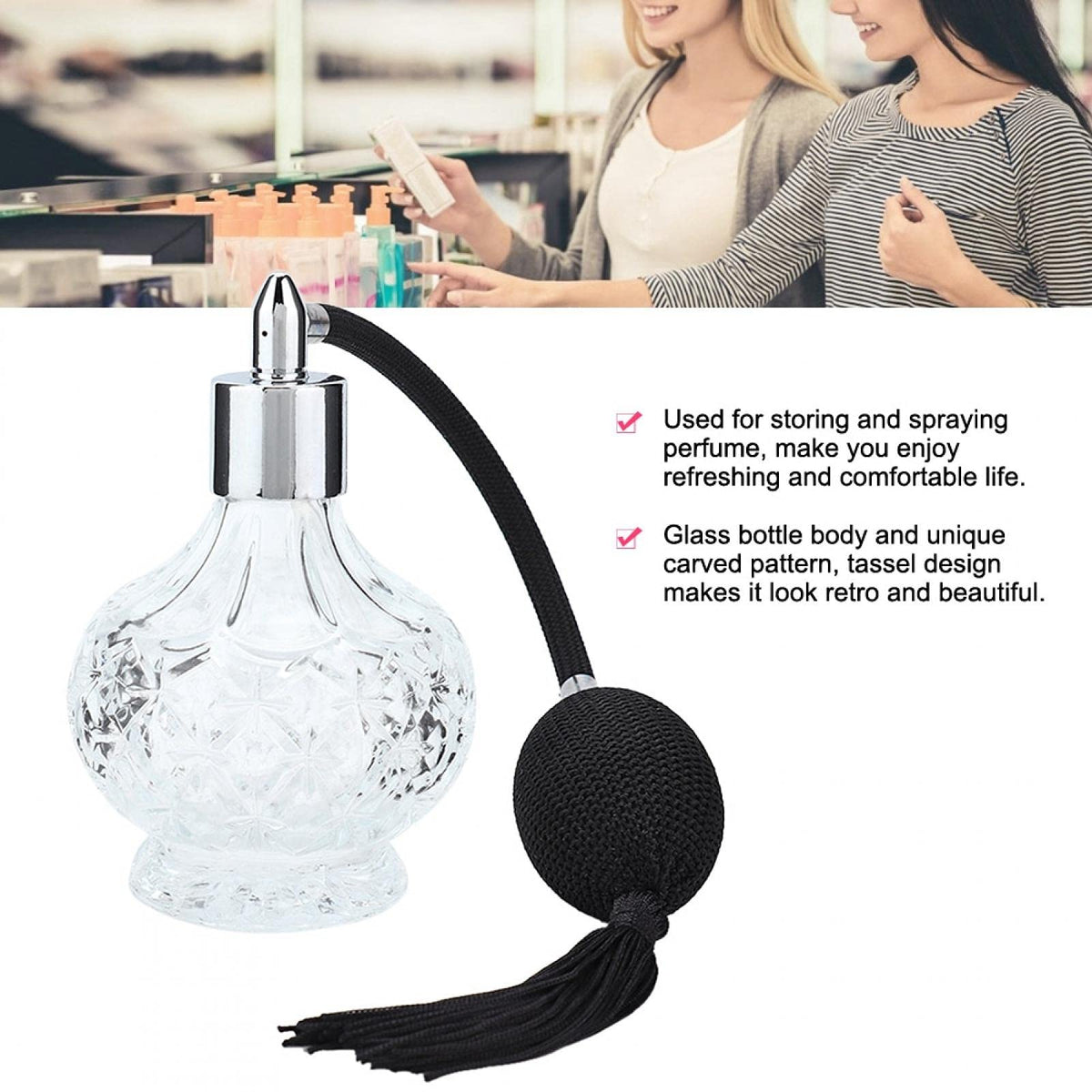 Refillable Glass Perfume Bottle with Tassel R554