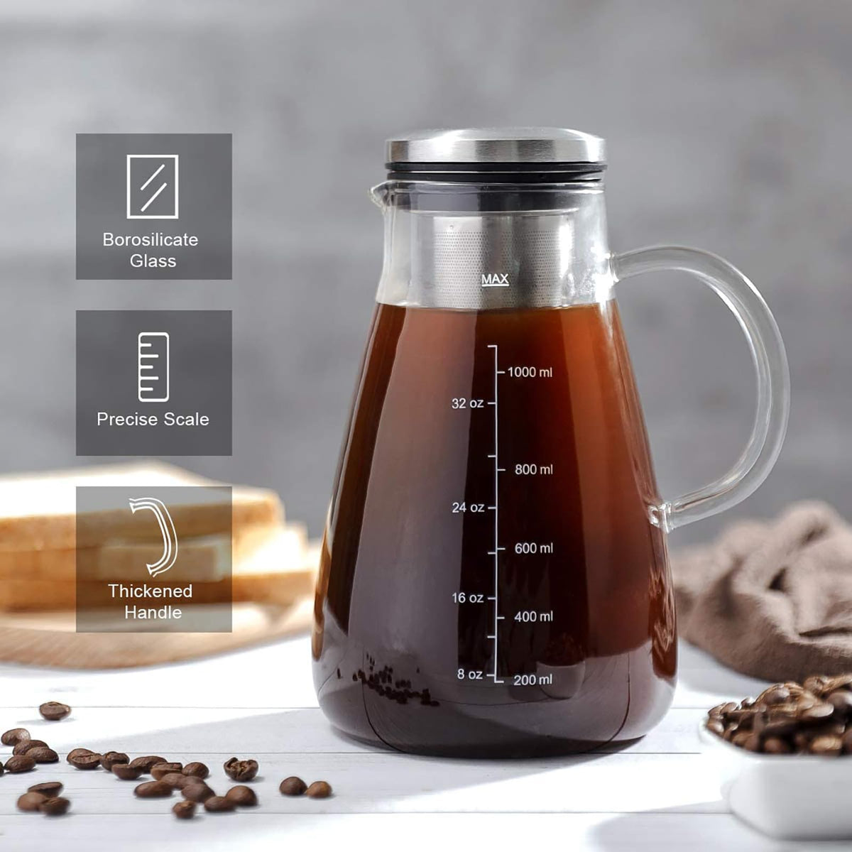 34oz Cold Brew Iced Coffee Maker with Stainless Steel Filter G90582