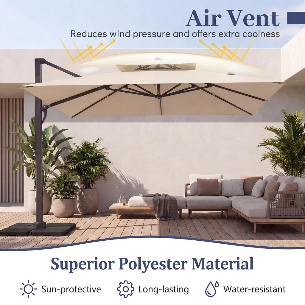 10 FT Square Offset Cantilever Patio Umbrella with 360° Rotation R79802