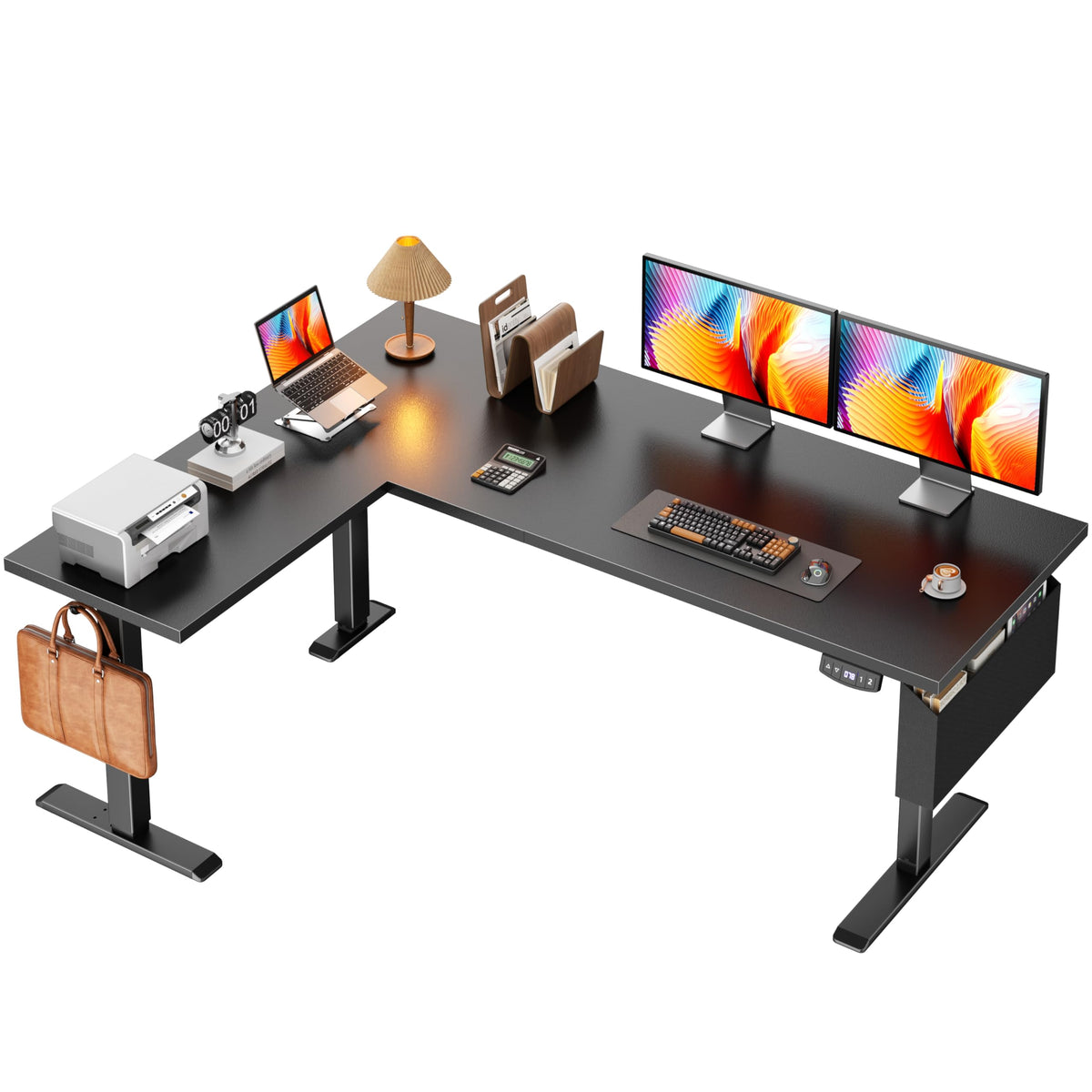 63" L Shaped Height Adjustable Standing Desk H1195
