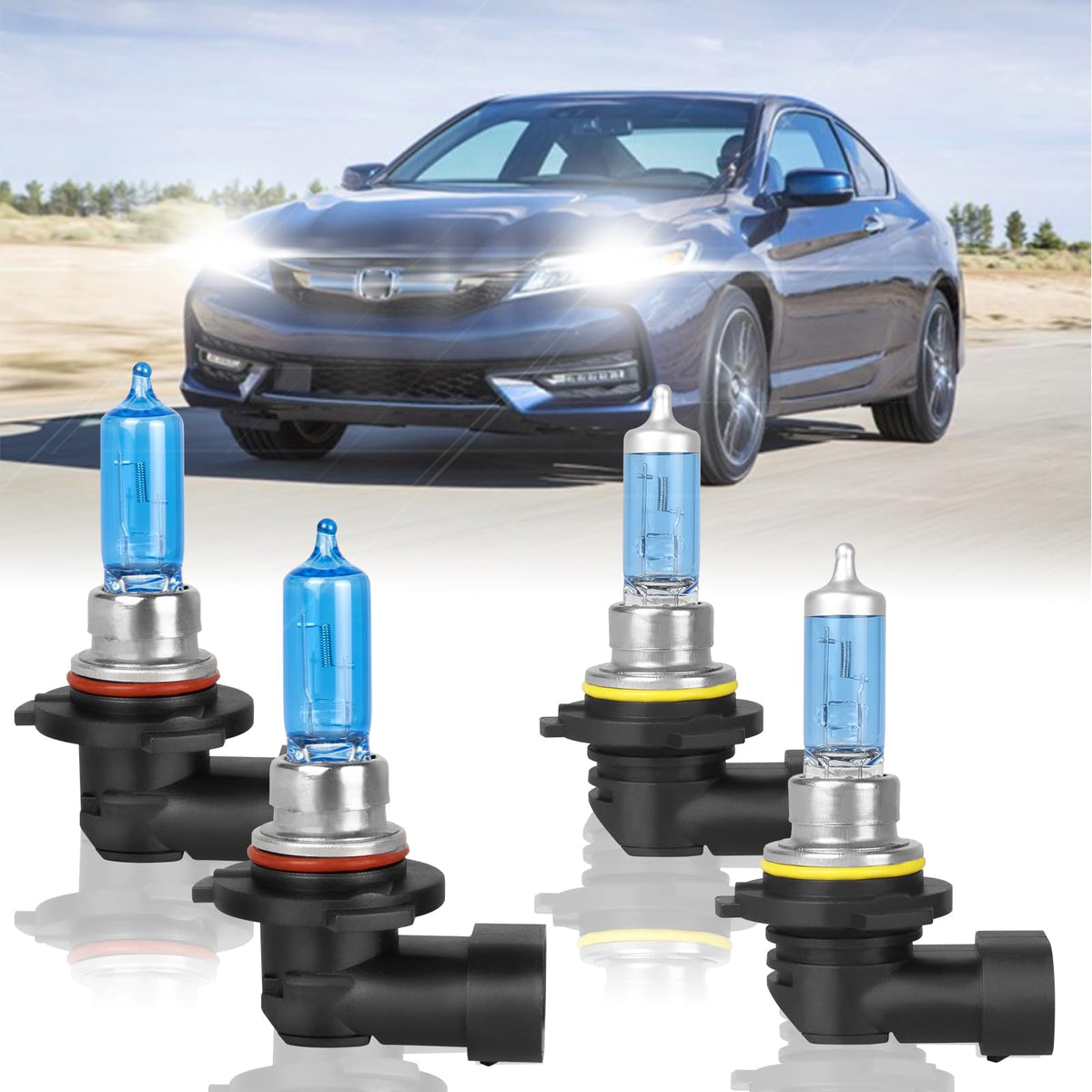 Halogen Headlight Bulbs 9005 High Beam 9006 Low Beam Pack of 4 C3087