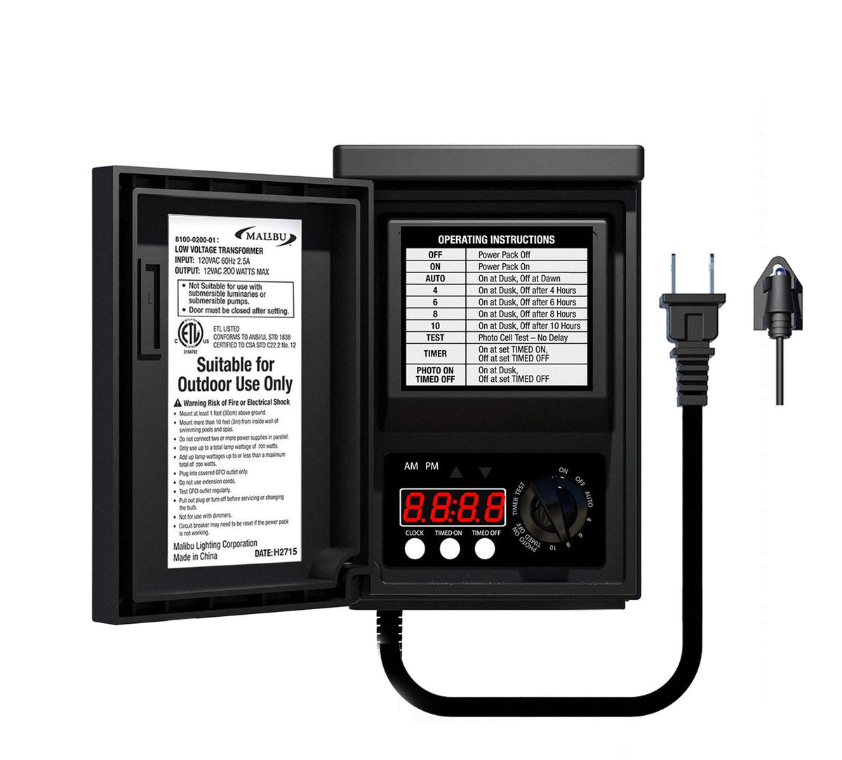 200watt Low-Voltage Weatherproof Transformer with Photo Sensor V18908