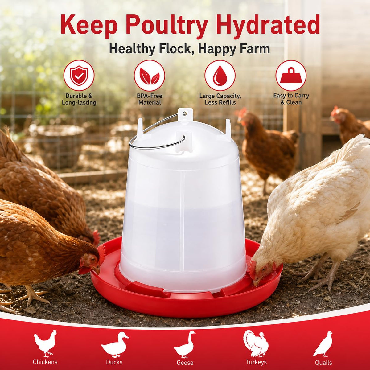 2 Pack 2 Gallon Poultry Waterer R5778