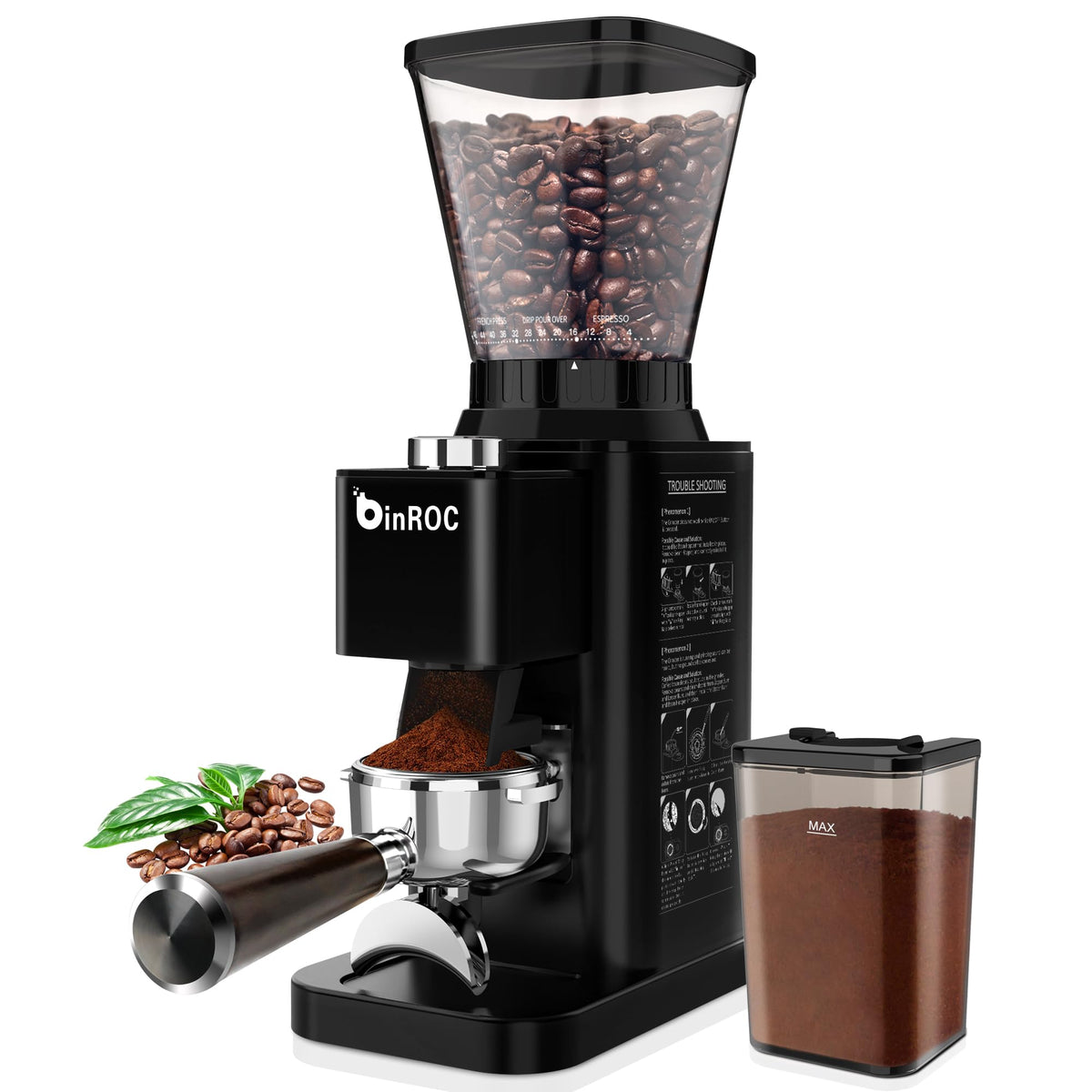 Black Electric Conical Burr Coffee Grinder P13407
