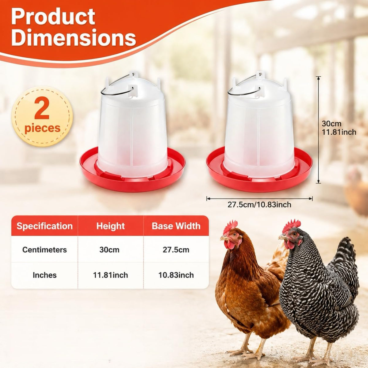 2 Pack 2 Gallon Poultry Waterer R5778