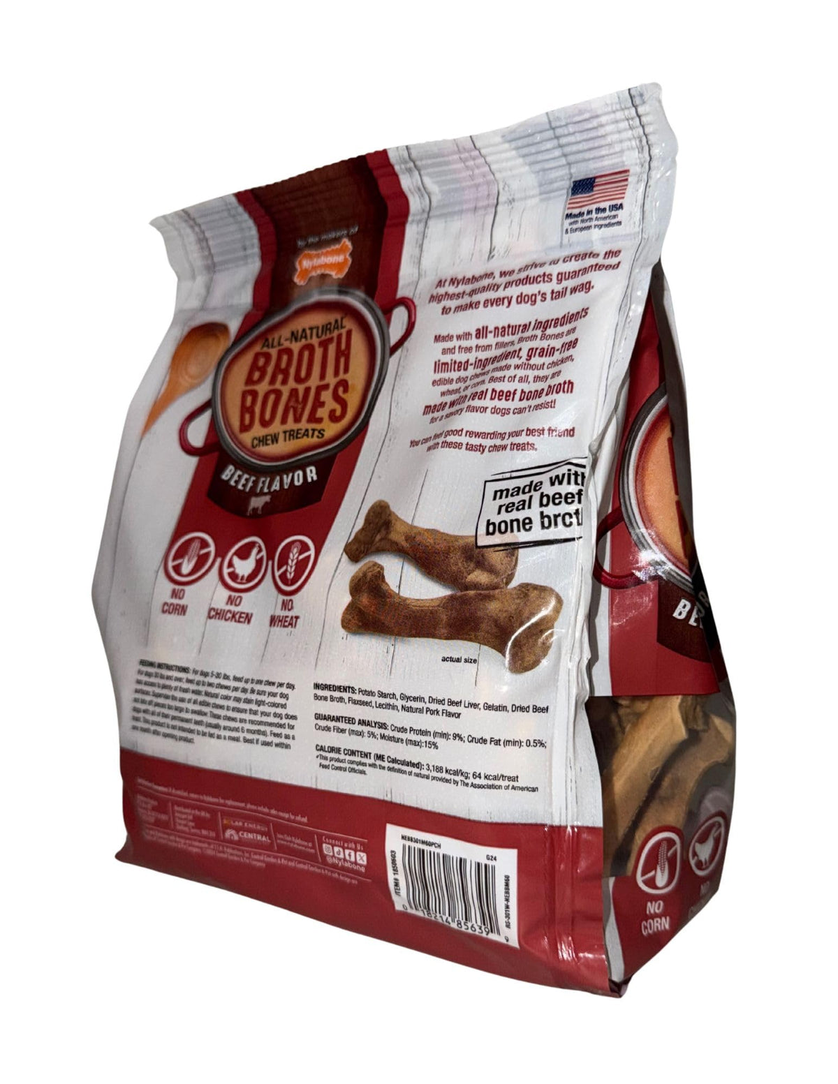 Beef Broth Bones Dog Treats 60 Count 2.6 Lb A77827