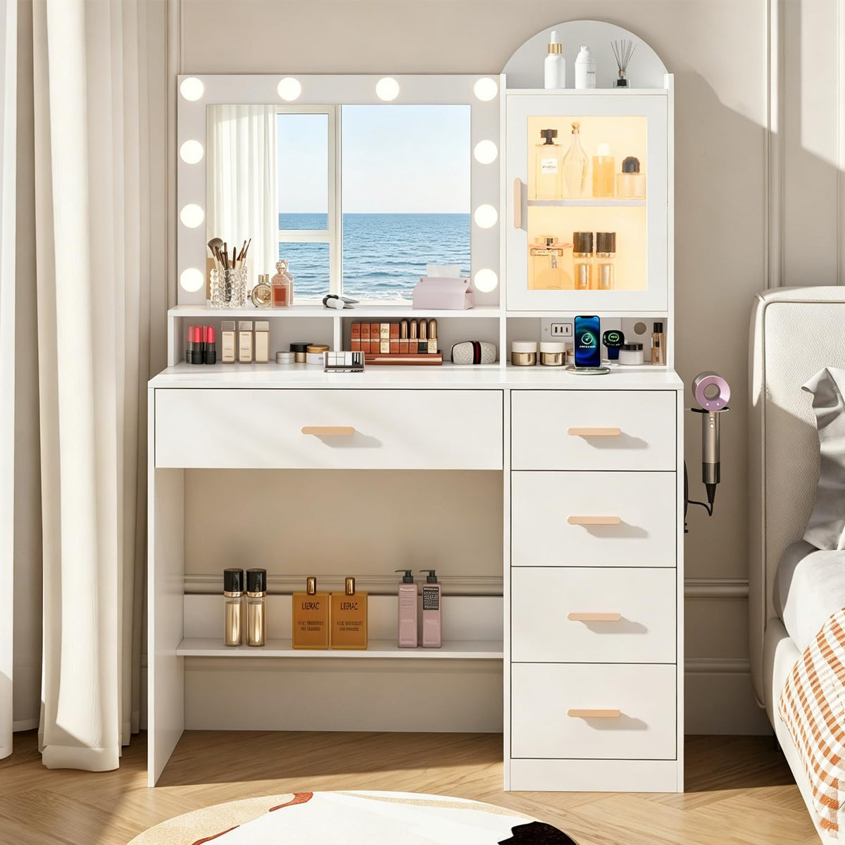 Vanity Desk with LED Lights and Mirror O4719